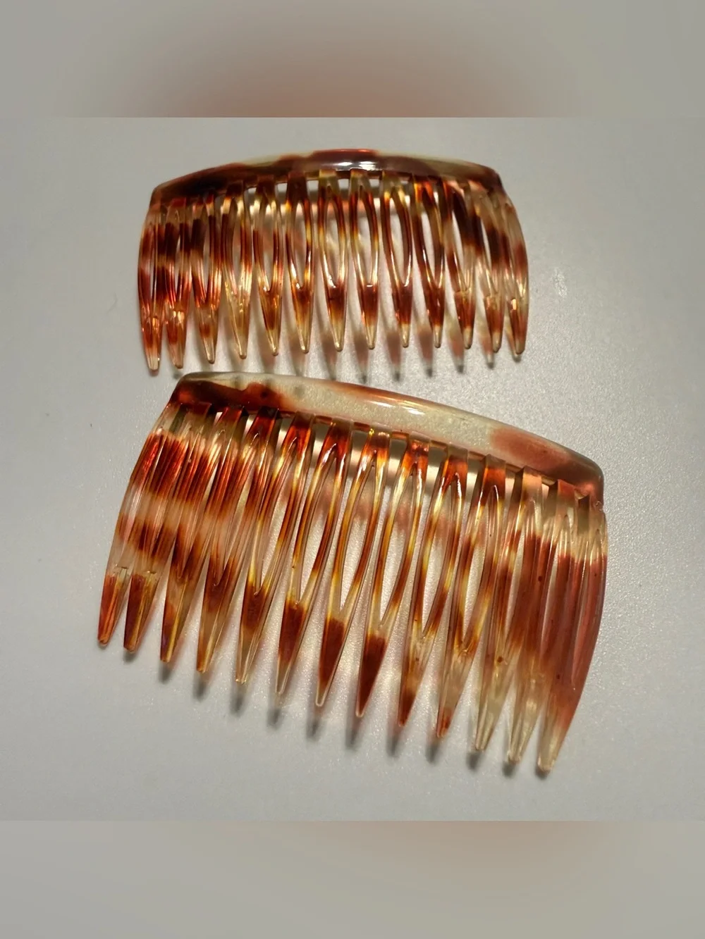 1930’s Vintage French Tortoiseshell Hair Comb Pair, Deadstock Boho Hair Combs